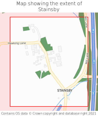 Map showing extent of Stainsby as bounding box