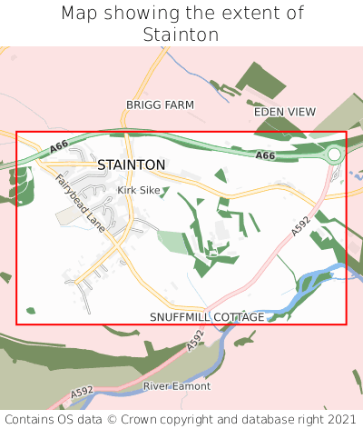 Map showing extent of Stainton as bounding box