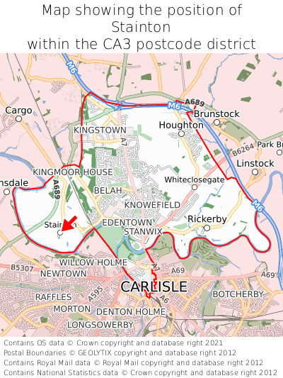 Map showing location of Stainton within CA3