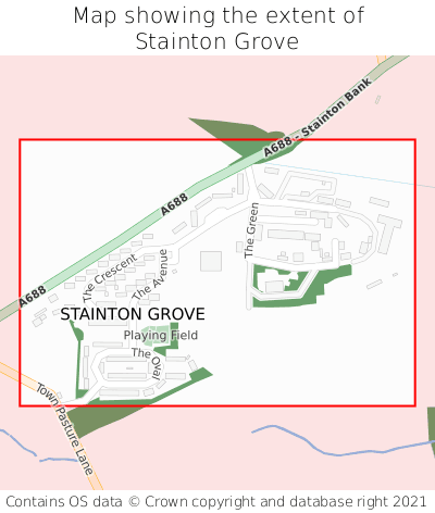 Map showing extent of Stainton Grove as bounding box