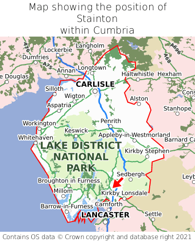 Map showing location of Stainton within Cumbria