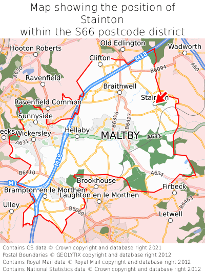 Map showing location of Stainton within S66