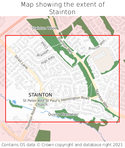 Map showing extent of Stainton as bounding box