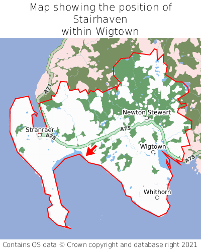 Map showing location of Stairhaven within Wigtown
