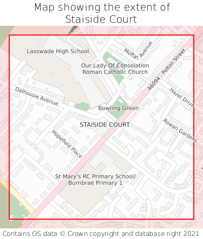 Map showing extent of Staiside Court as bounding box