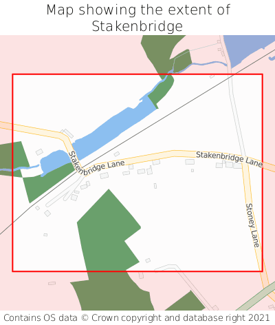 Map showing extent of Stakenbridge as bounding box