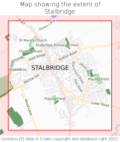Map showing extent of Stalbridge as bounding box