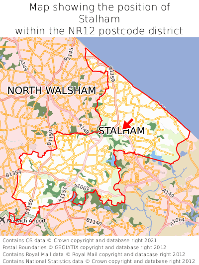 Map showing location of Stalham within NR12