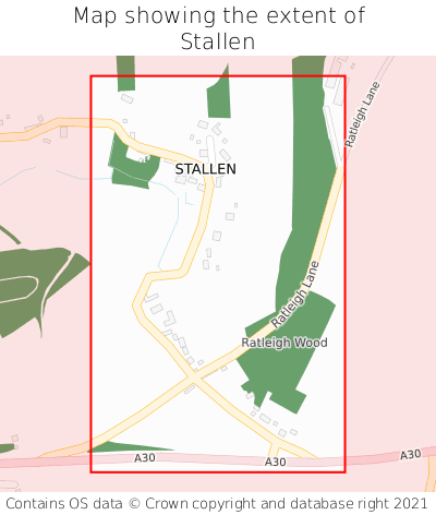 Map showing extent of Stallen as bounding box