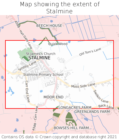 Map showing extent of Stalmine as bounding box