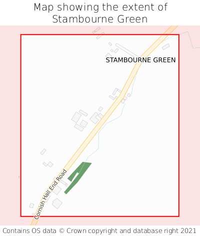 Map showing extent of Stambourne Green as bounding box