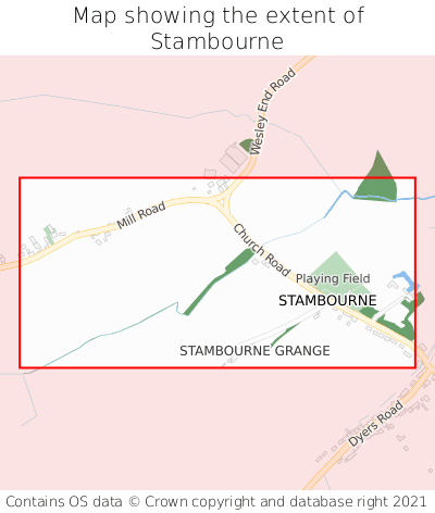Map showing extent of Stambourne as bounding box