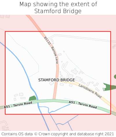 Map showing extent of Stamford Bridge as bounding box