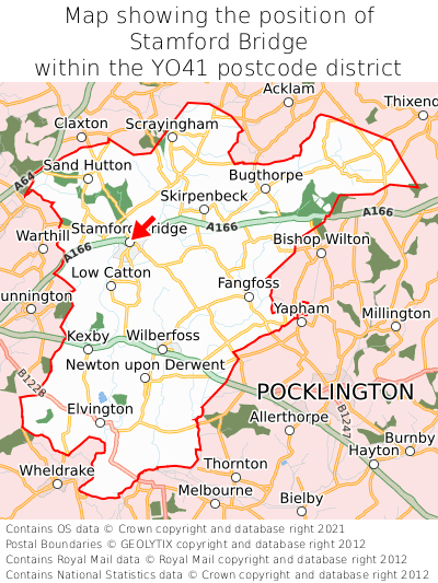 Map showing location of Stamford Bridge within YO41