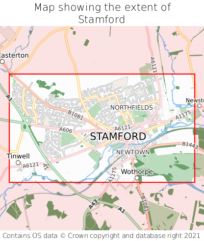 Map showing extent of Stamford as bounding box