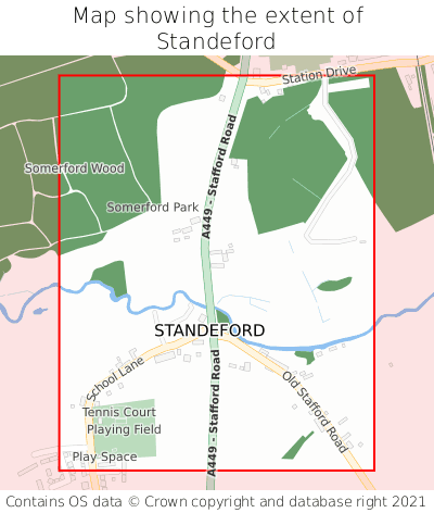 Map showing extent of Standeford as bounding box