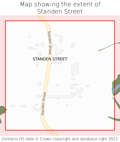 Map showing extent of Standen Street as bounding box