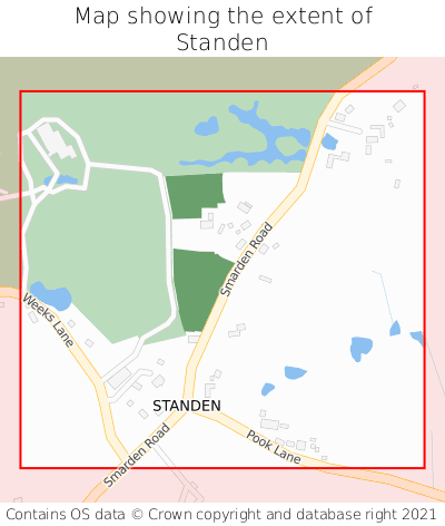 Map showing extent of Standen as bounding box