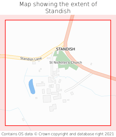 Map showing extent of Standish as bounding box