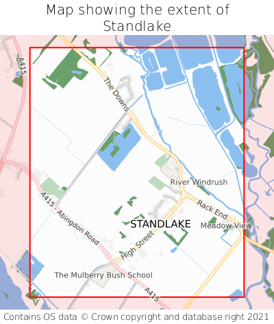 Map showing extent of Standlake as bounding box