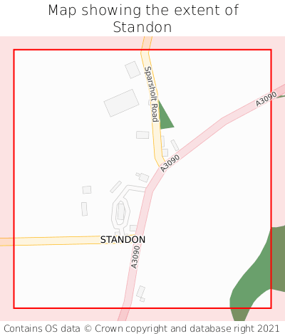 Map showing extent of Standon as bounding box