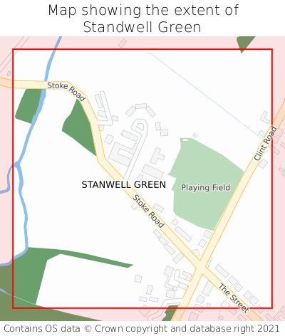 Map showing extent of Standwell Green as bounding box