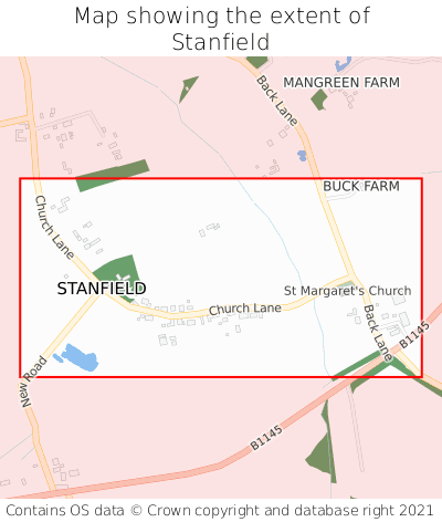 Map showing extent of Stanfield as bounding box