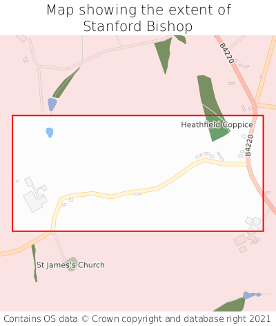 Map showing extent of Stanford Bishop as bounding box