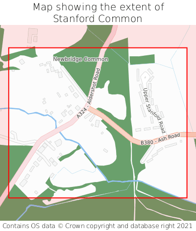 Map showing extent of Stanford Common as bounding box