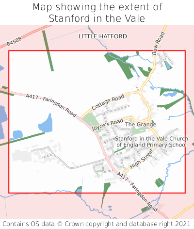 Map showing extent of Stanford in the Vale as bounding box