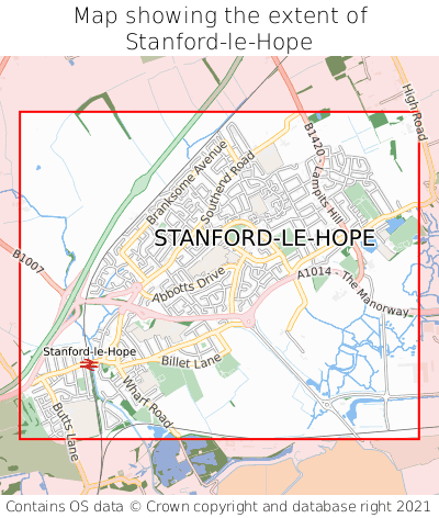 Map showing extent of Stanford-le-Hope as bounding box