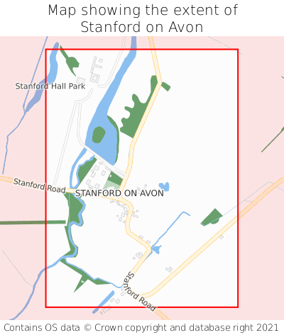 Map showing extent of Stanford on Avon as bounding box