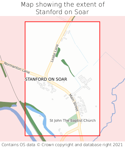 Map showing extent of Stanford on Soar as bounding box
