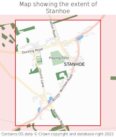 Map showing extent of Stanhoe as bounding box