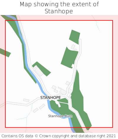 Map showing extent of Stanhope as bounding box