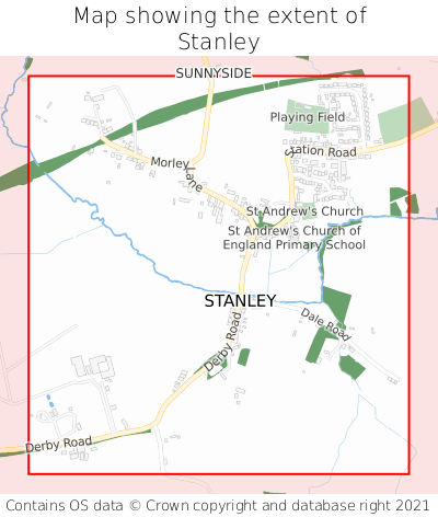 Map showing extent of Stanley as bounding box