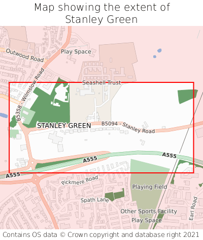 Map showing extent of Stanley Green as bounding box