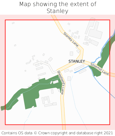 Map showing extent of Stanley as bounding box