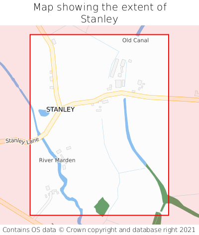 Map showing extent of Stanley as bounding box