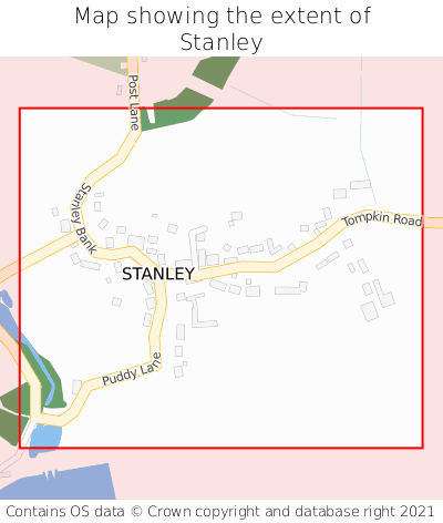 Map showing extent of Stanley as bounding box