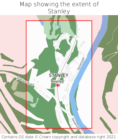 Map showing extent of Stanley as bounding box