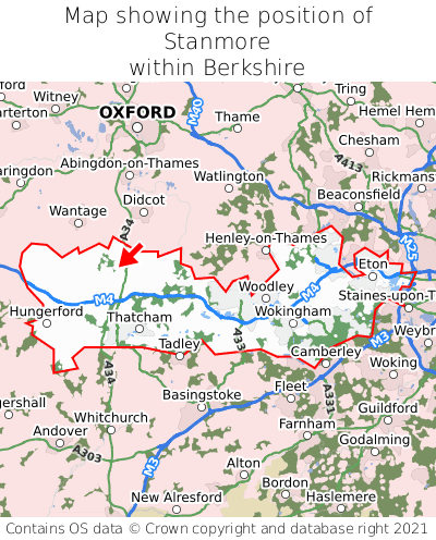 Map showing location of Stanmore within Berkshire