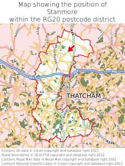 Map showing location of Stanmore within RG20