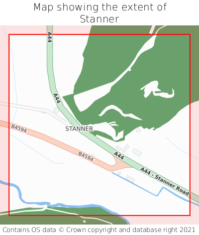 Map showing extent of Stanner as bounding box