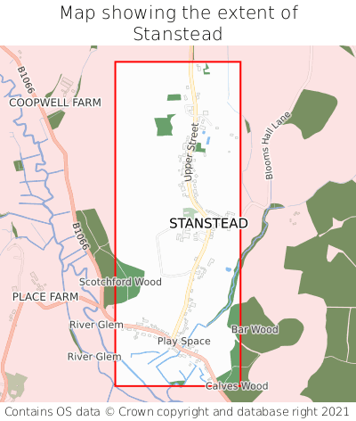 Map showing extent of Stanstead as bounding box