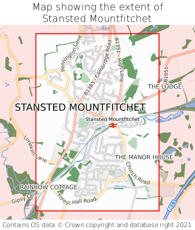 Map showing extent of Stansted Mountfitchet as bounding box