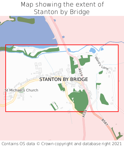 Map showing extent of Stanton by Bridge as bounding box