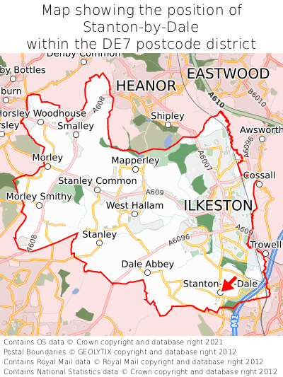 Map showing location of Stanton-by-Dale within DE7