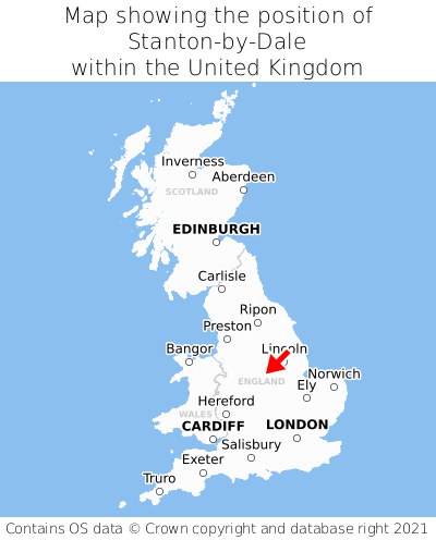 Map showing location of Stanton-by-Dale within the UK