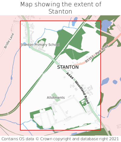 Map showing extent of Stanton as bounding box